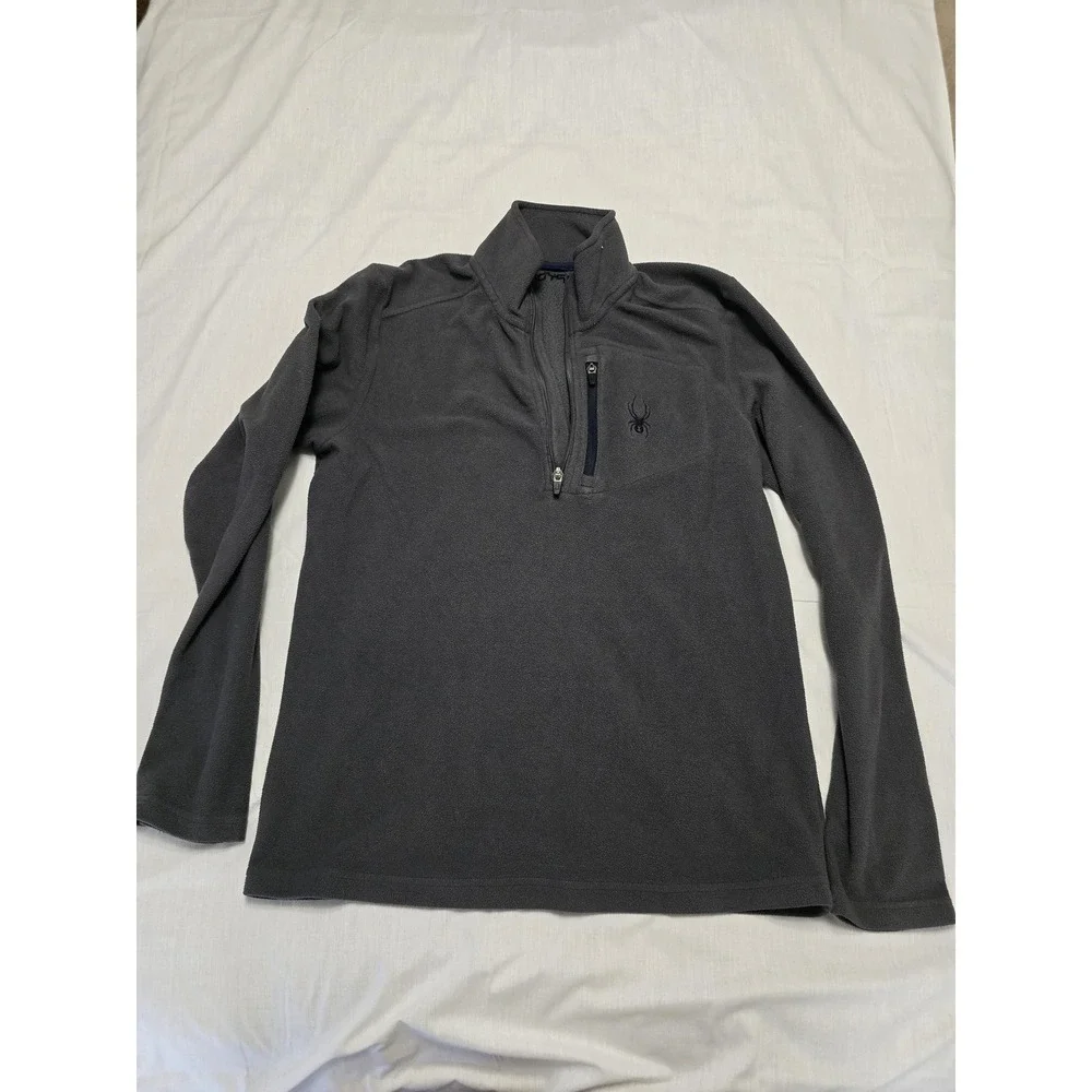 Spyder Pullover Mens Medium Gray Fleece Half Zip Lightweight Outdoor Sweater‎